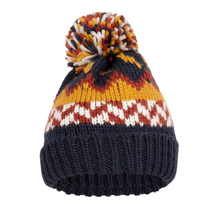 Navy-Honeybee - Back - Trespass Childrens-Kids Twiglet Chunky Knit Fleece Lined Hat