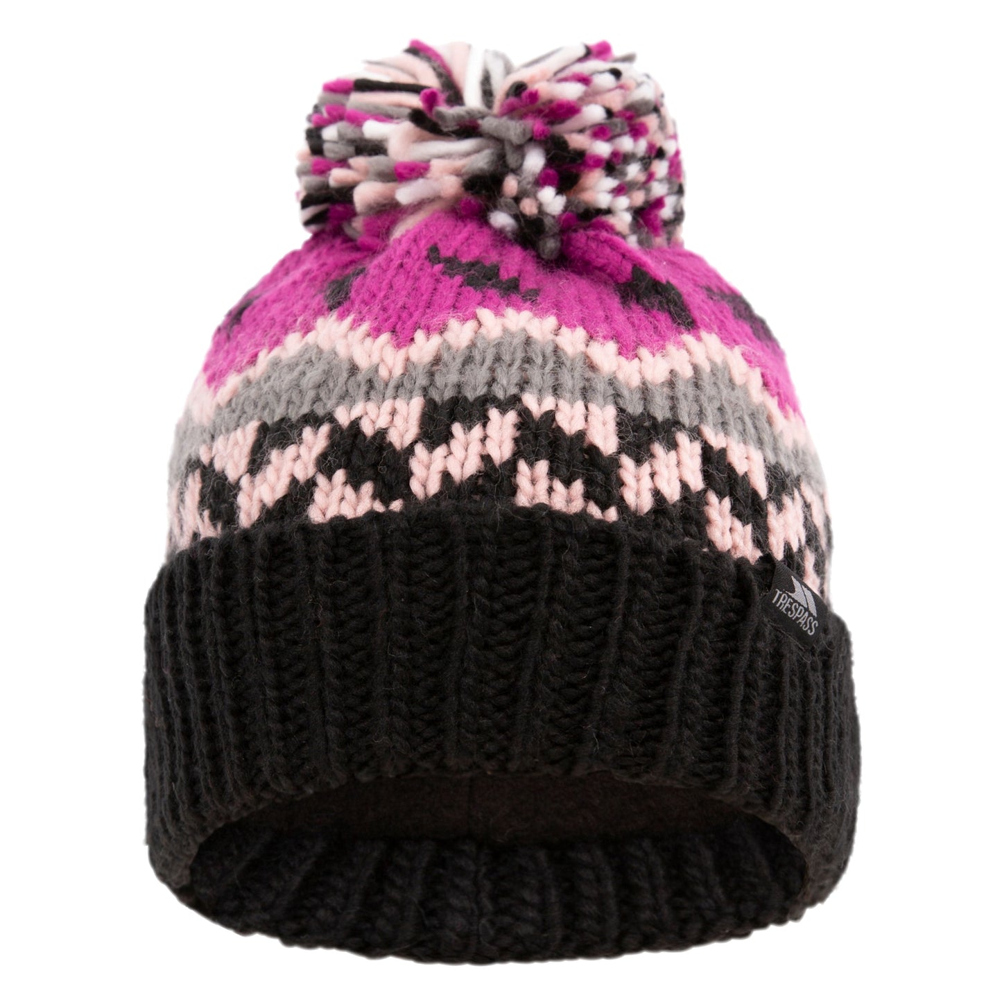 Purple Orchid - Back - Trespass Childrens-Kids Twiglet Chunky Knit Fleece Lined Hat
