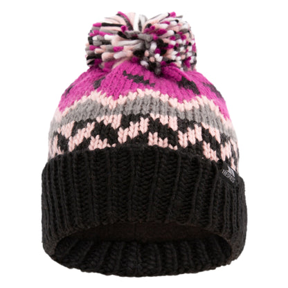 Purple Orchid - Back - Trespass Childrens-Kids Twiglet Chunky Knit Fleece Lined Hat