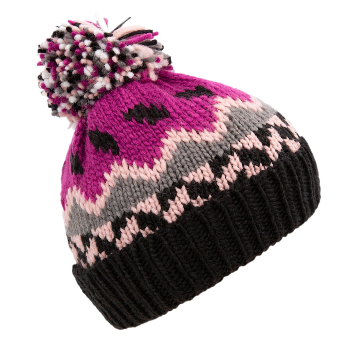 Purple Orchid - Side - Trespass Childrens-Kids Twiglet Chunky Knit Fleece Lined Hat