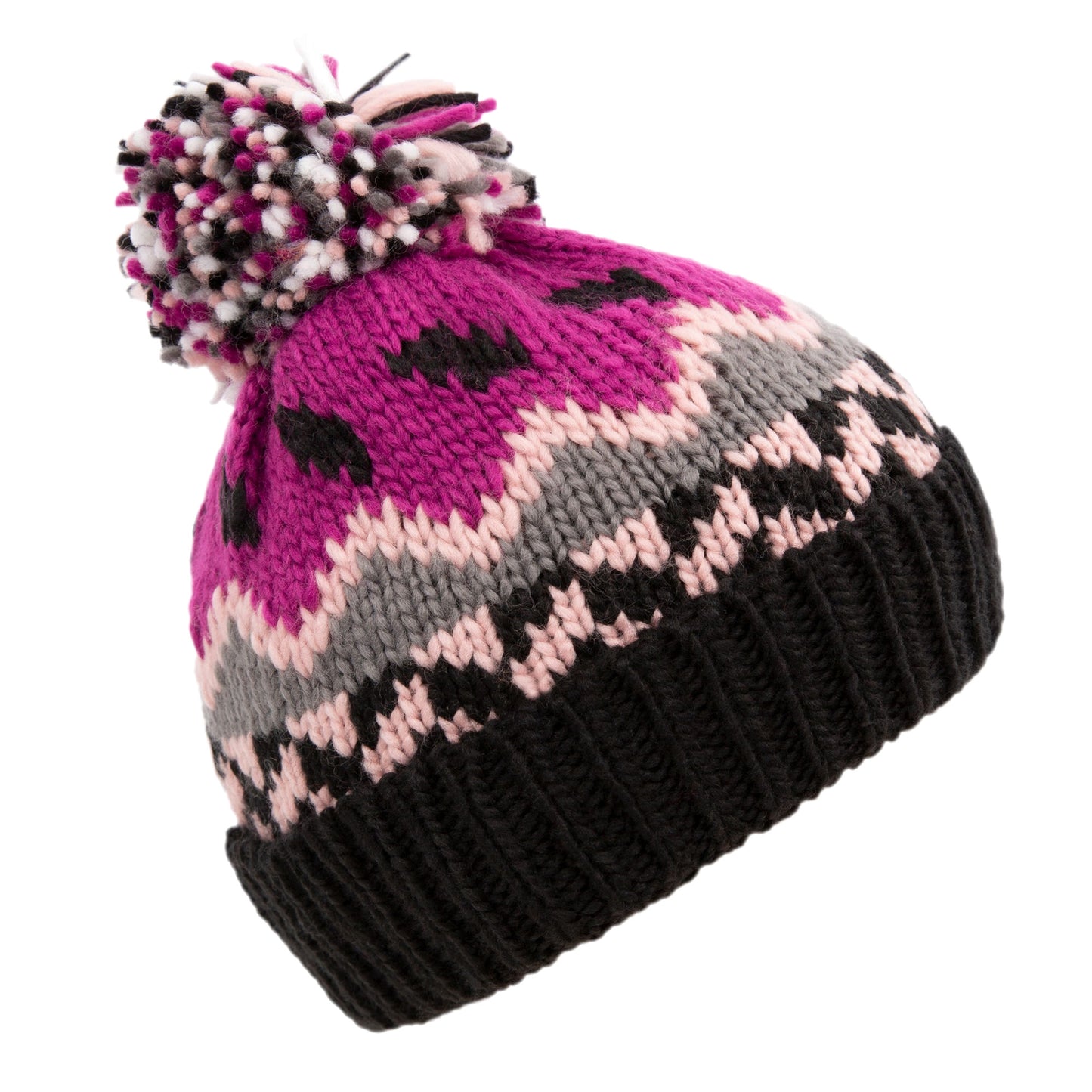 Purple Orchid - Side - Trespass Childrens-Kids Twiglet Chunky Knit Fleece Lined Hat