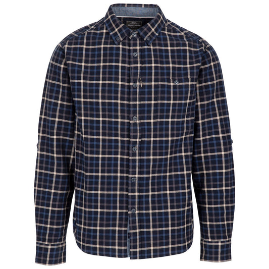 Blue - Front - Trespass Mens Withnell Checked Cotton Shirt