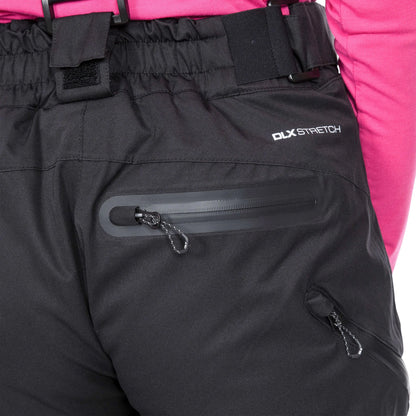 Black - Side - Trespass Womens-Ladies Marisol II DLX Waterproof Ski Trousers