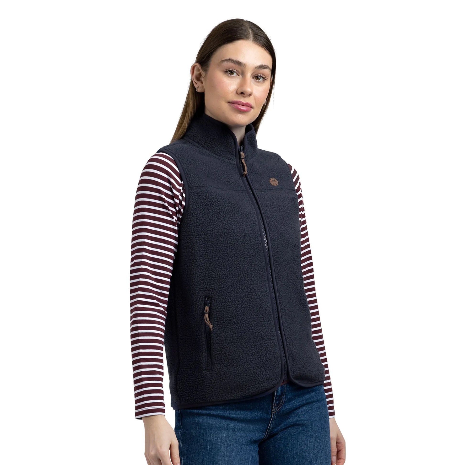 Navy - Side - Trespass Womens-Ladies Notion Fleece AT300 Gilet