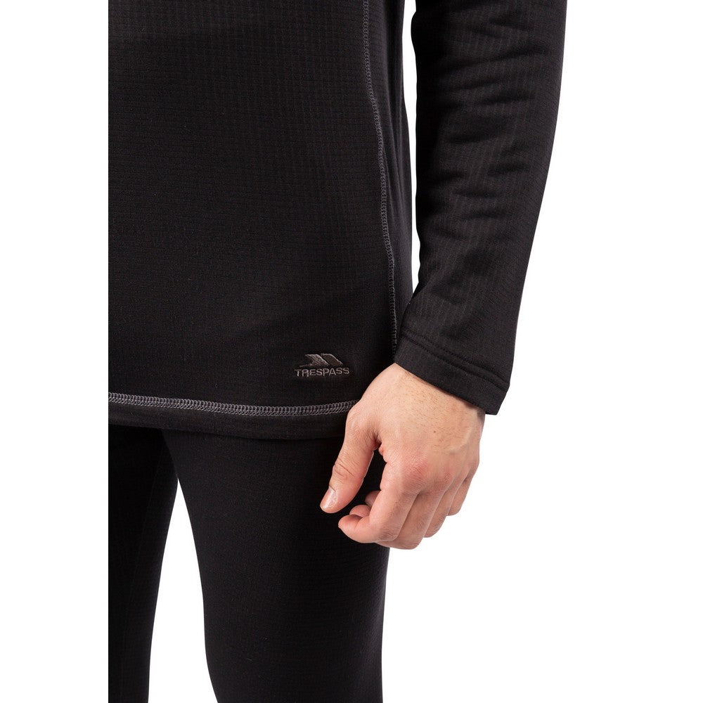 Black - Close up - Trespass Unisex Adult Sandler Base Layer Set