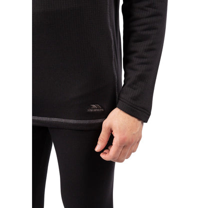 Black - Close up - Trespass Unisex Adult Sandler Base Layer Set