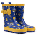Blue-Yellow - Side - Trespass Childrens-Kids Puddle Wellington Boots