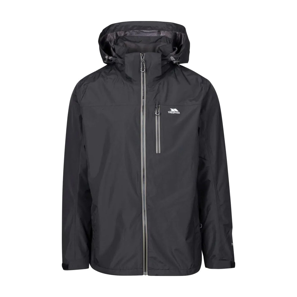Black - Front - Trespass Mens Hinderclay TP75 Waterproof Jacket