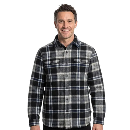 Black - Side - Trespass Mens Checkley Checked Microfleece Shirt