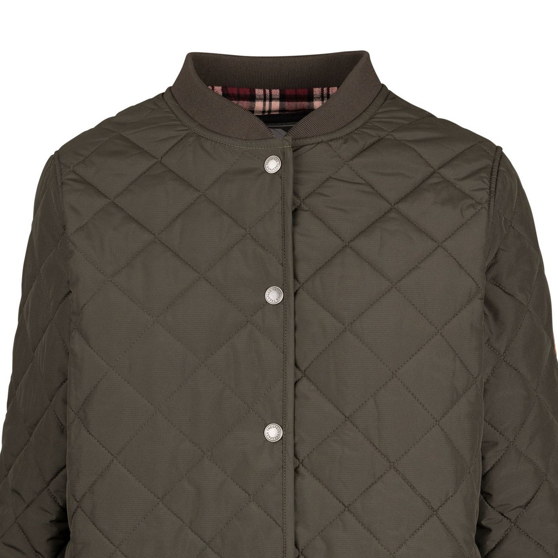 Dark Khaki - Side - Trespass Womens-Ladies Oversee Padded Jacket
