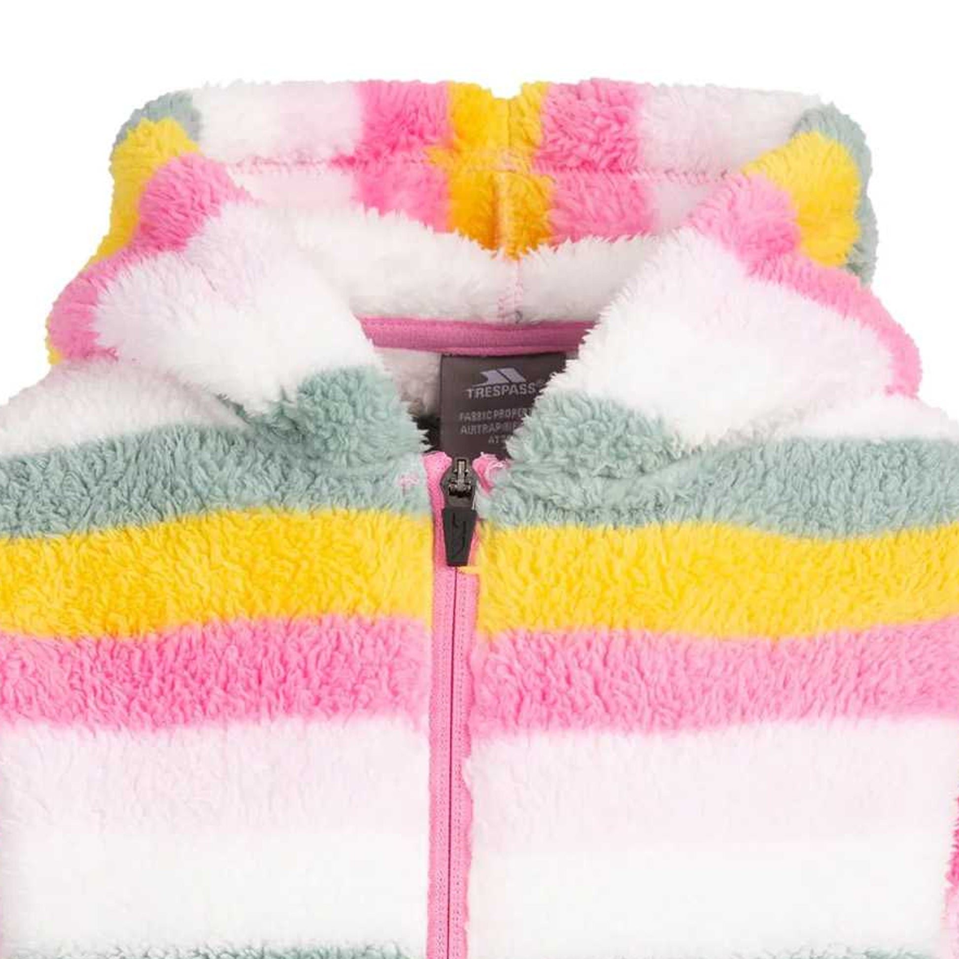 Pale Pink - Side - Trespass Childrens-Kids Wonderful Stripe Fleece Jacket