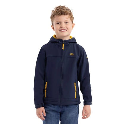Navy-Yellow Sulphur - Side - Trespass Childrens-Kids Faster Soft Shell Jacket