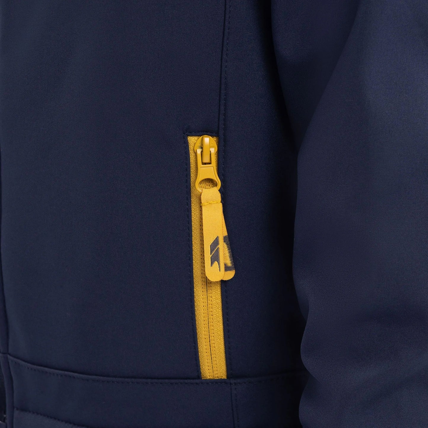 Navy-Yellow Sulphur - Pack Shot - Trespass Childrens-Kids Faster Soft Shell Jacket