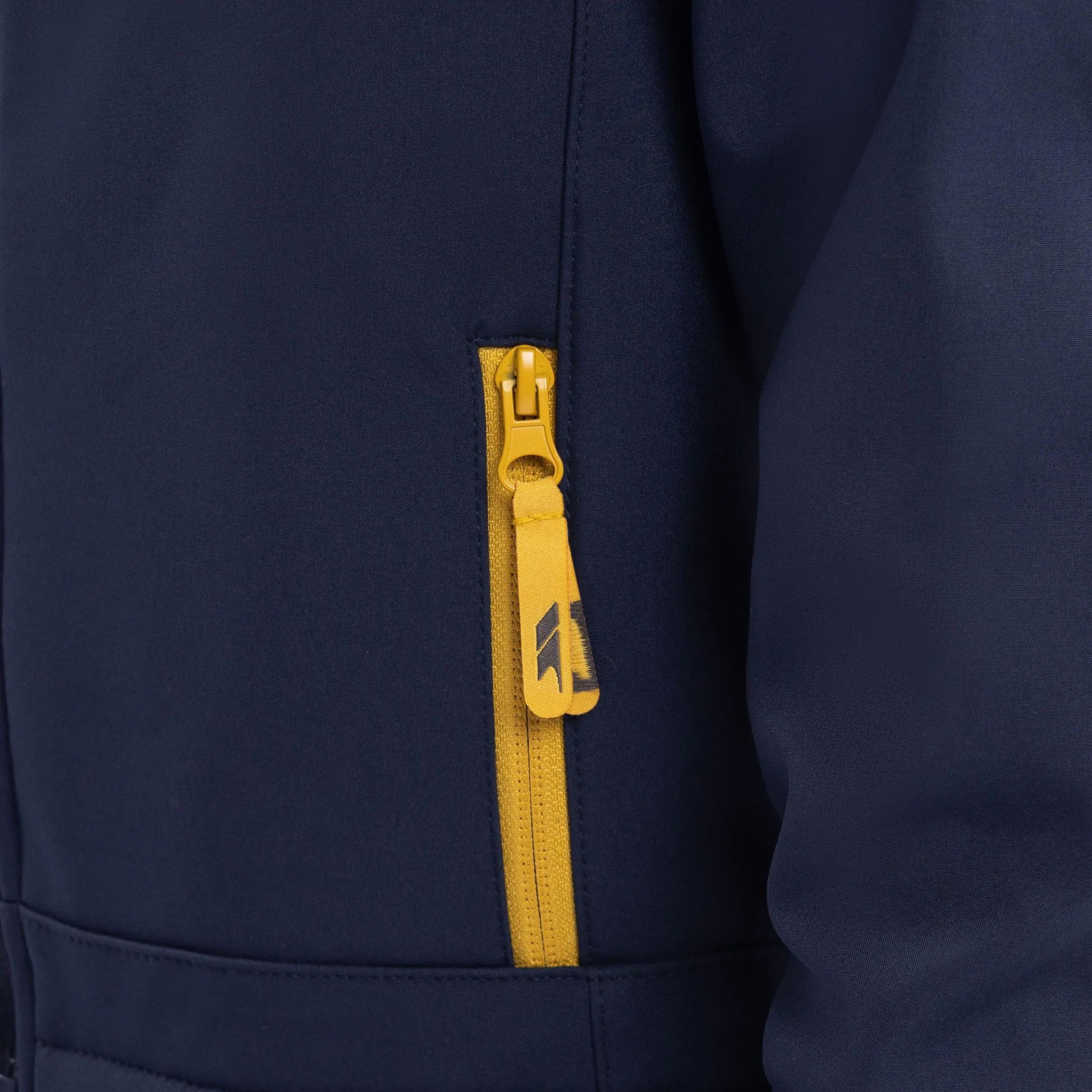 Navy-Yellow Sulphur - Pack Shot - Trespass Childrens-Kids Faster Soft Shell Jacket