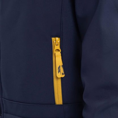 Navy-Yellow Sulphur - Pack Shot - Trespass Childrens-Kids Faster Soft Shell Jacket
