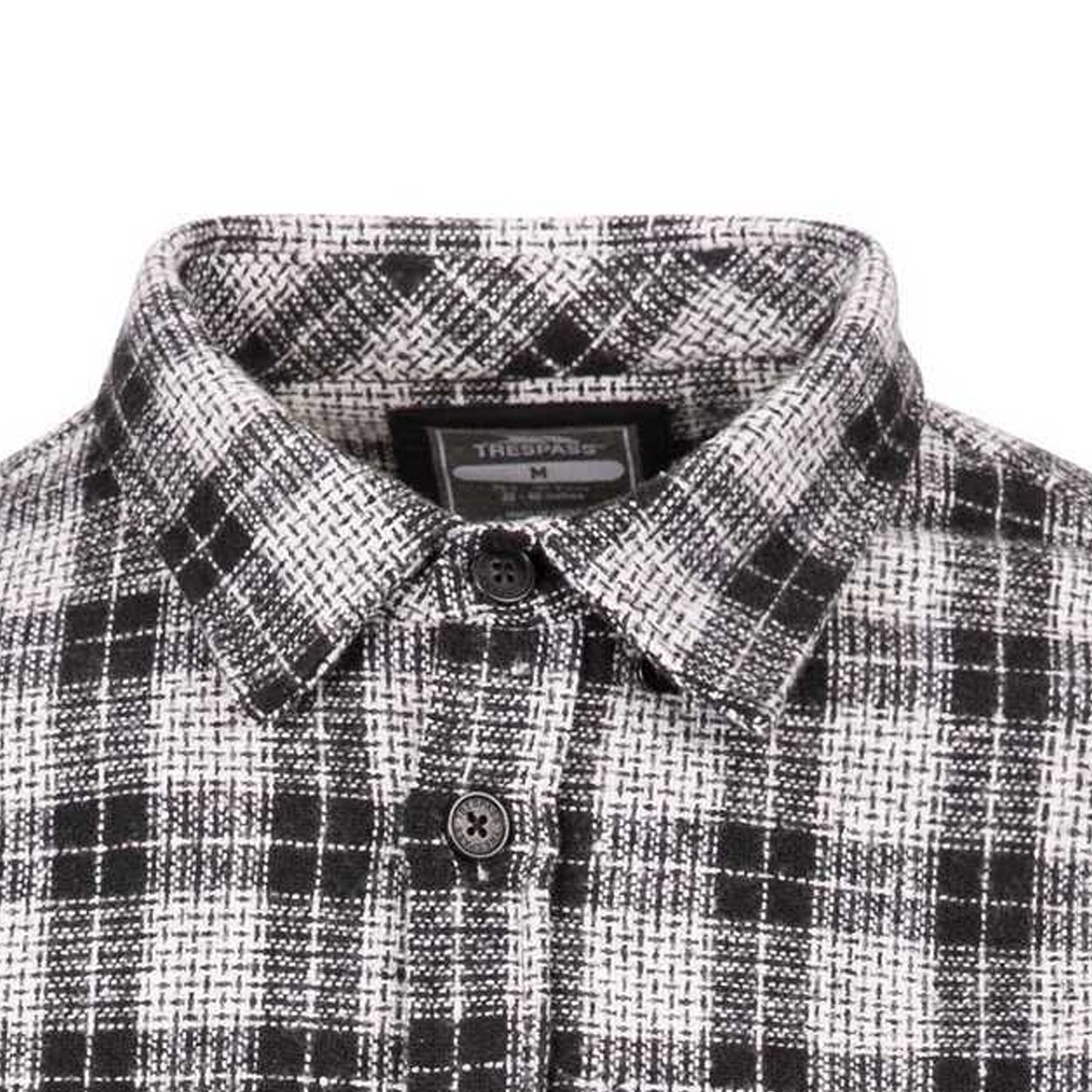 Black-White - Side - Trespass Mens Portlaw Checked Shirt