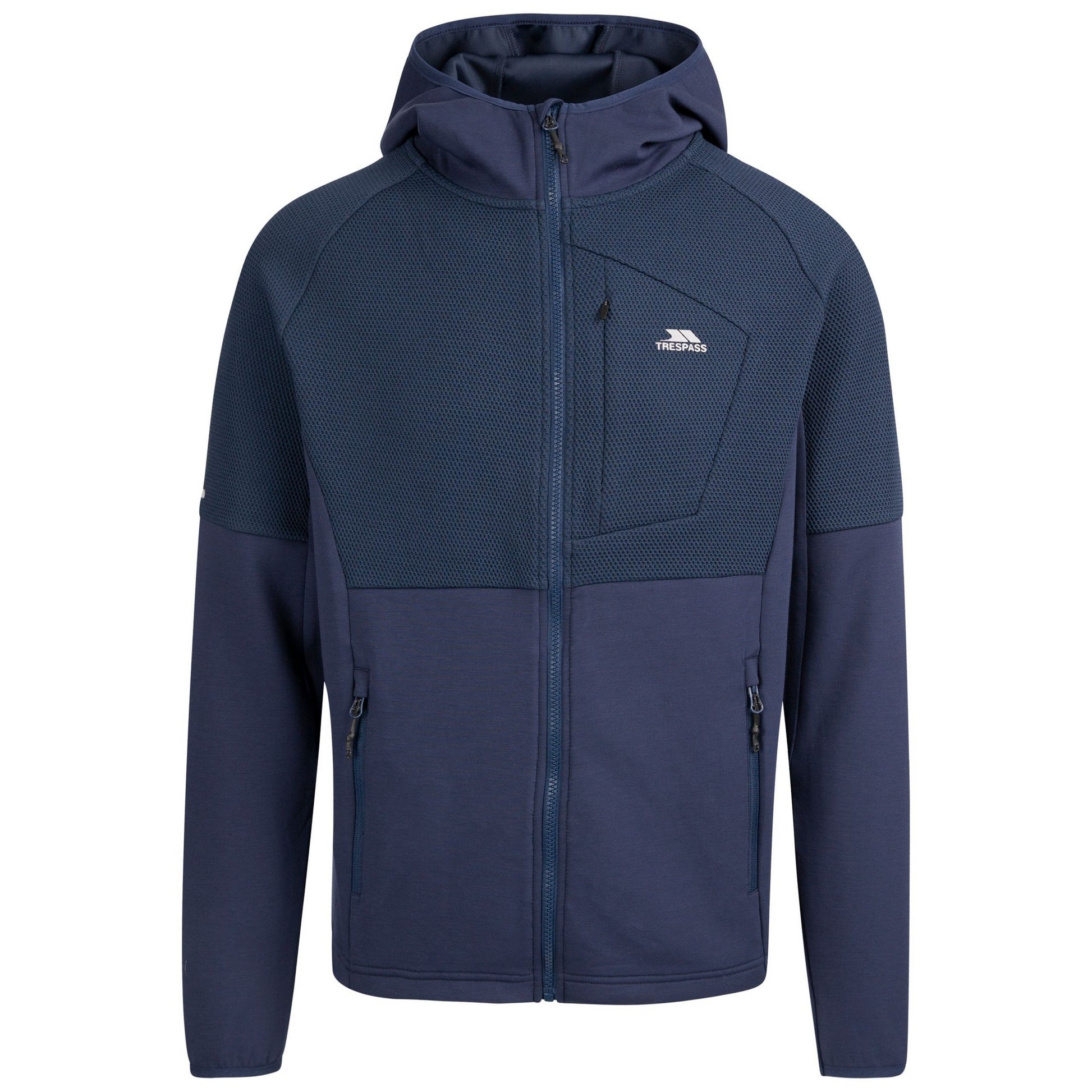 Navy - Front - Trespass Mens Bani Active Full Zip Hoodie