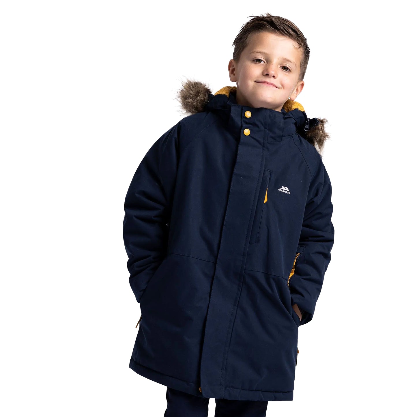 Navy - Side - Trespass Childrens-Kids Ultimately Waterproof Padded Jacket