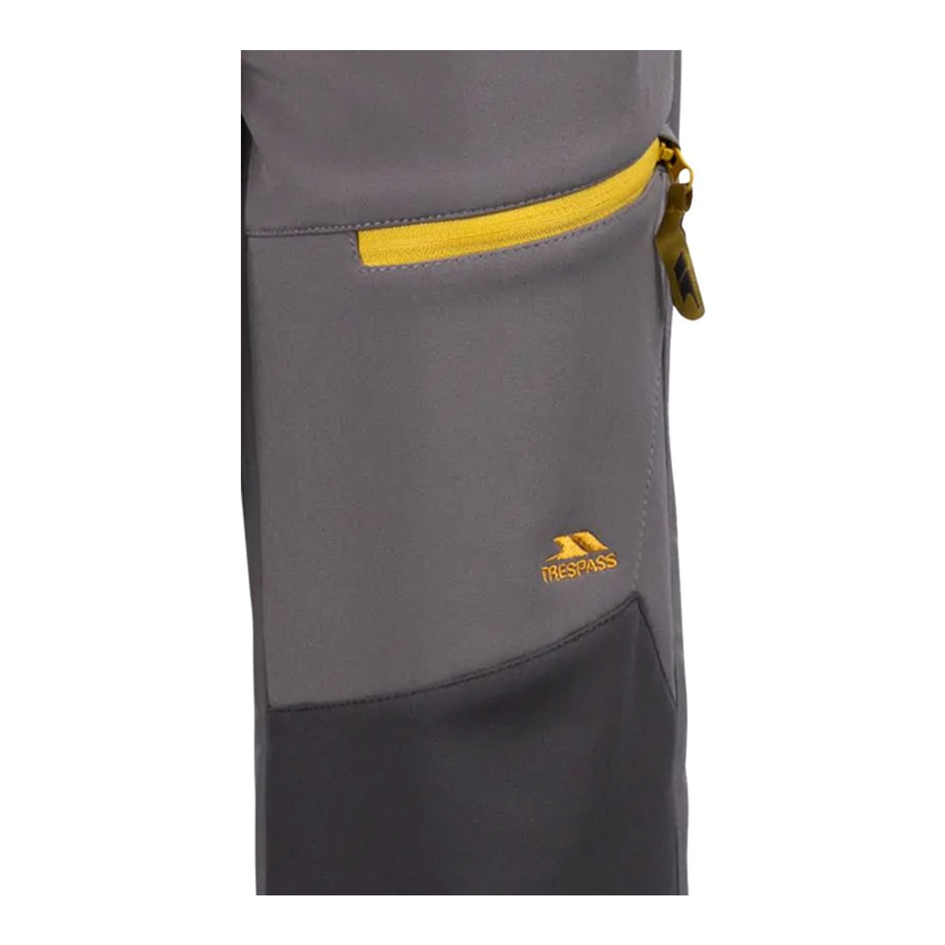 Storm Grey-Yellow Sulphur - Side - Trespass Childrens-Kids Hurry Hiking Trousers