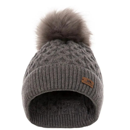 Dark Grey - Front - Trespass Womens-Ladies Freja Pom Pom Beanie