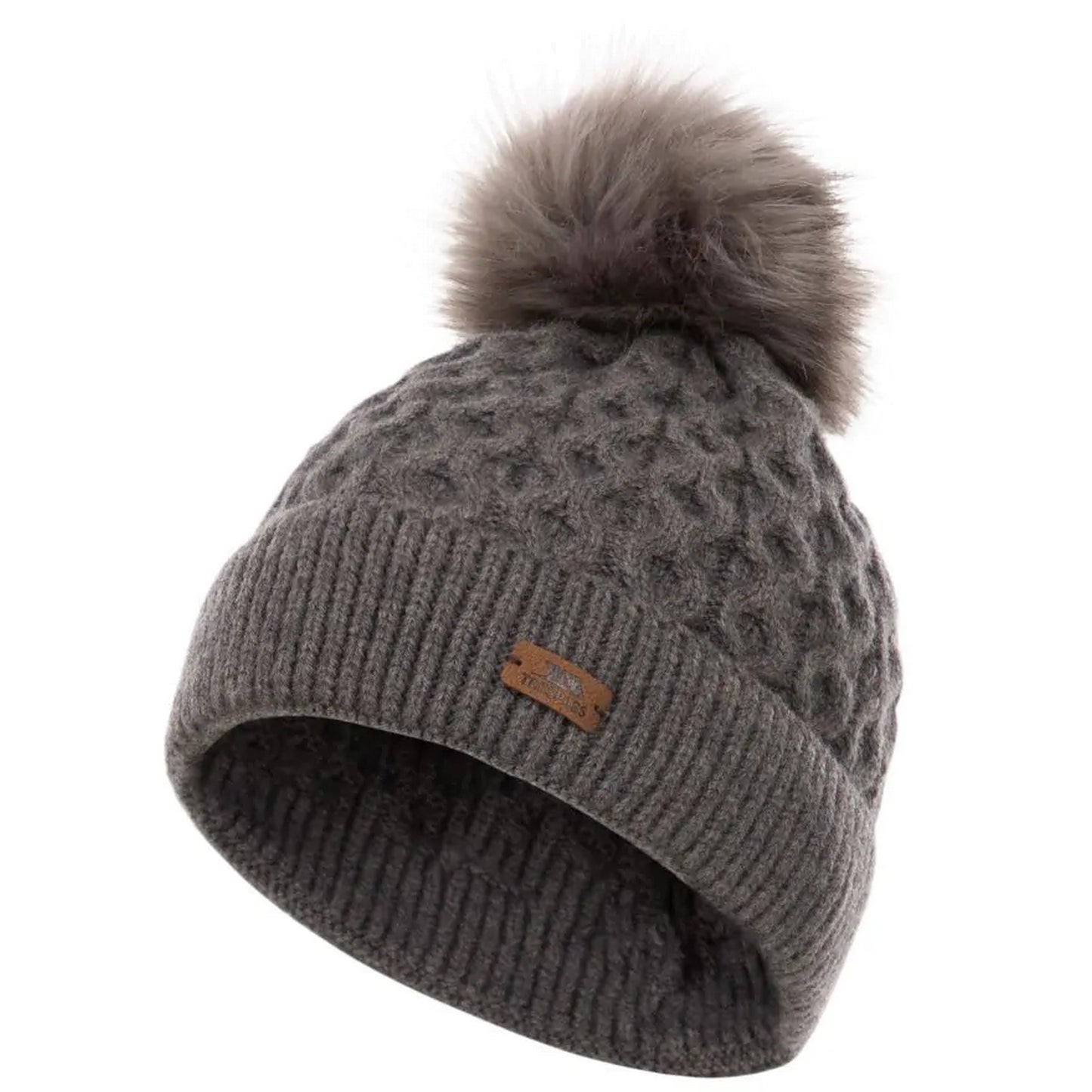 Dark Grey - Side - Trespass Womens-Ladies Freja Pom Pom Beanie