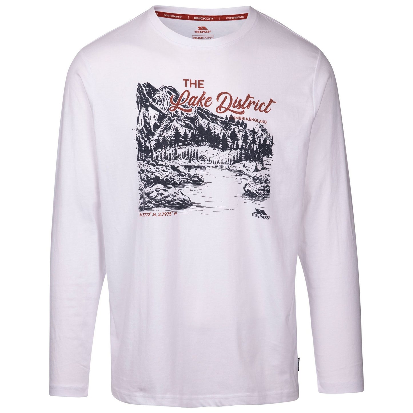 White - Front - Trespass Mens Chira Printed Long-Sleeved T-Shirt