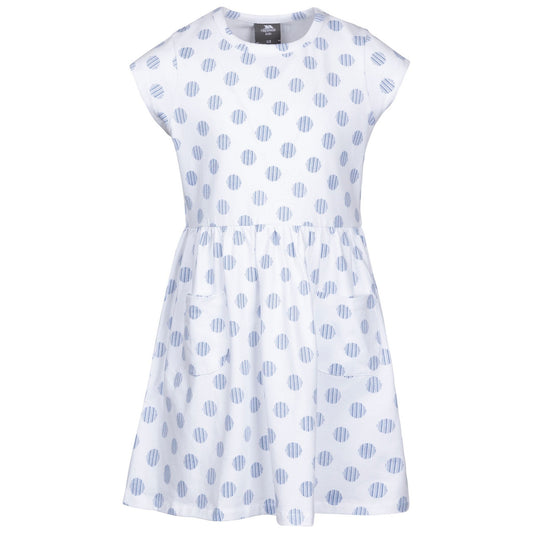 White-Blue - Front - Trespass Girls Happiness Spotted Casual Dress