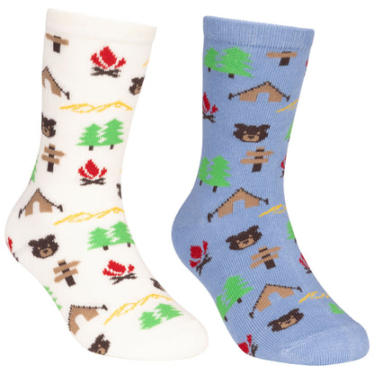 Blue-Cream - Front - Trespass Childrens-Kids Camping Socks (Pack of 2)