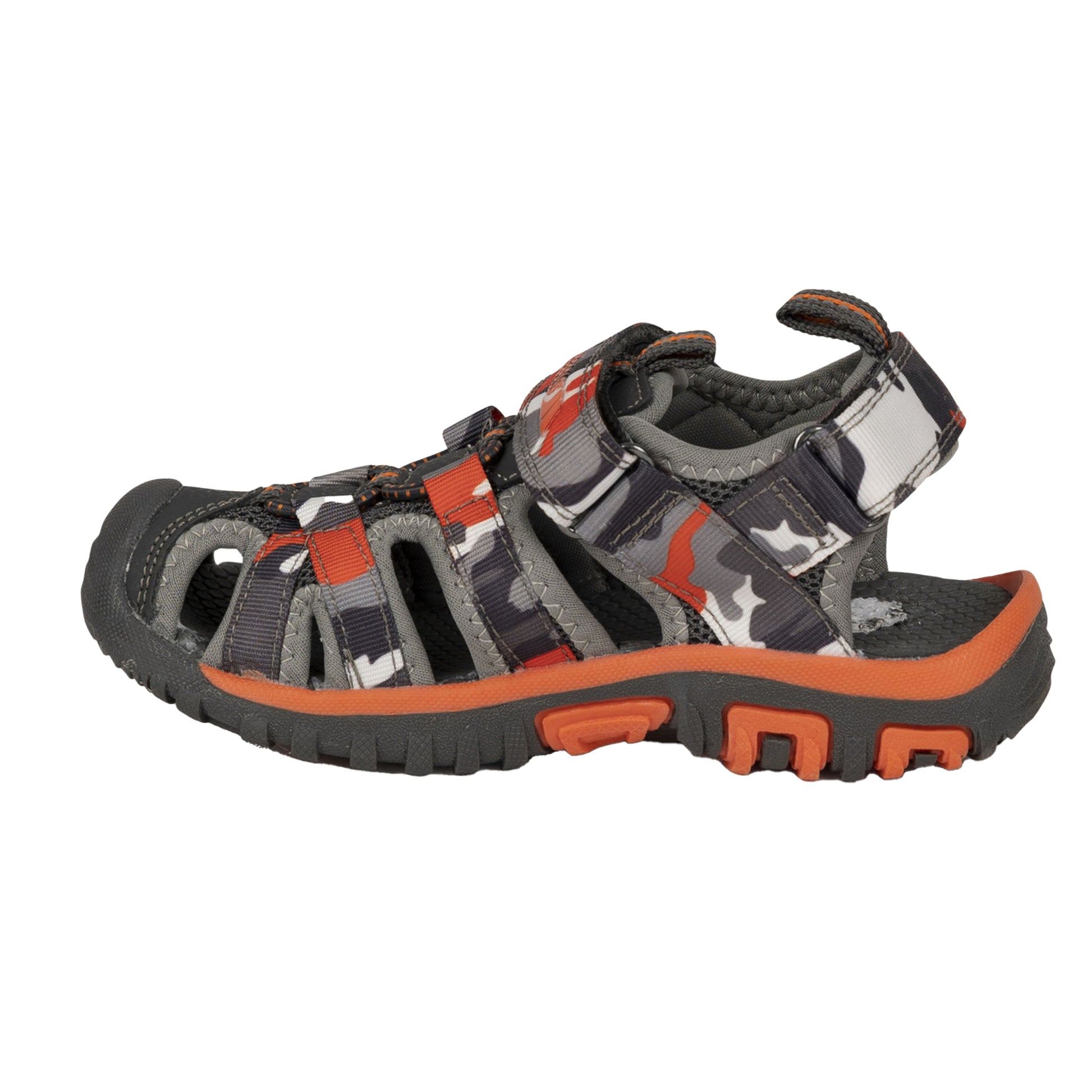 Grey-Orange - Side - Trespass Childrens-Kids Jaime Sandals