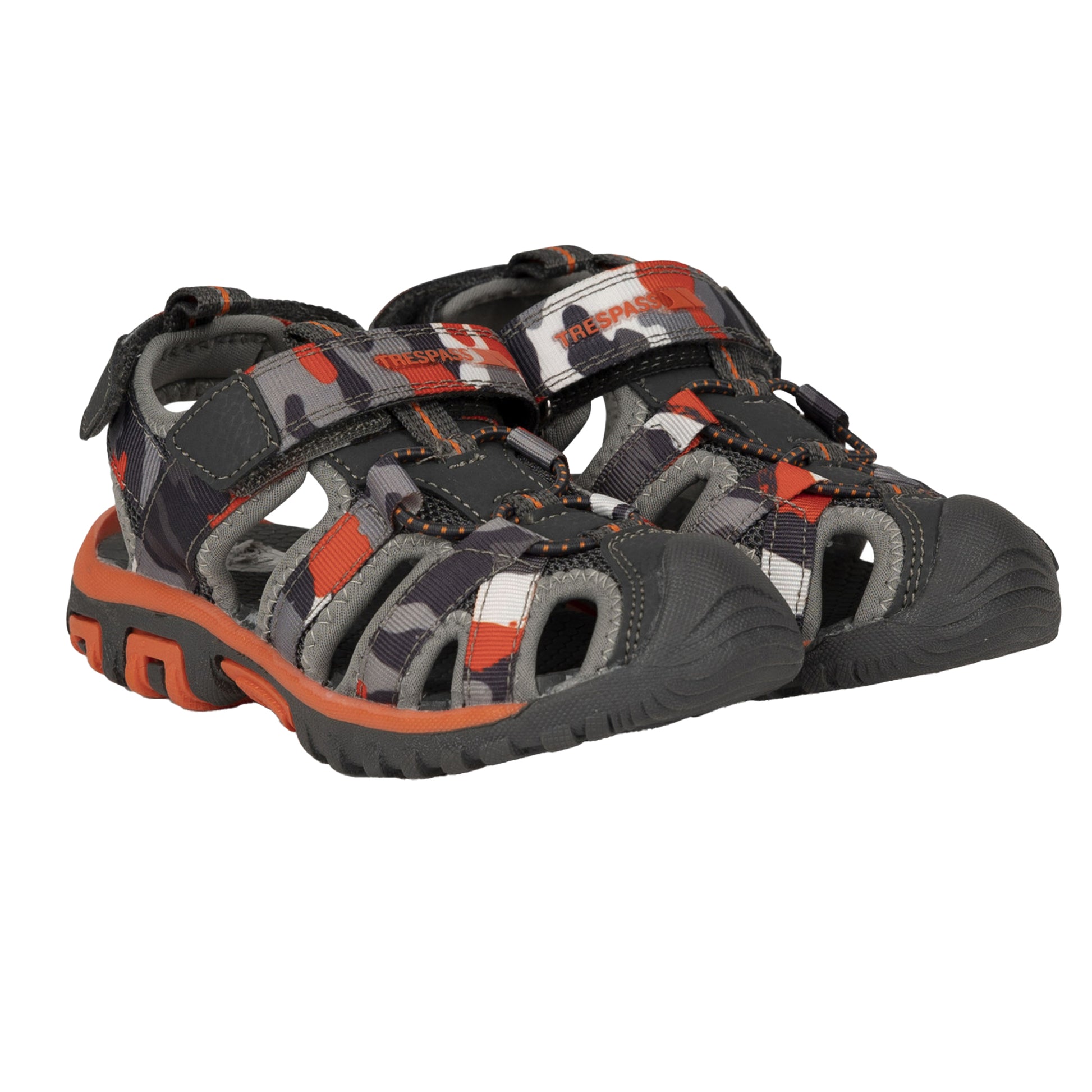 Grey-Orange - Pack Shot - Trespass Childrens-Kids Jaime Sandals