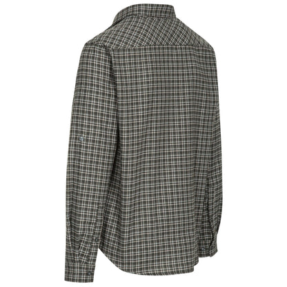 Green - Back - Trespass Mens Snyper Checked Shirt