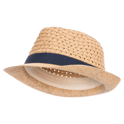 Natural - Side - Trespass Childrens-Kids Trilby Straw Hat