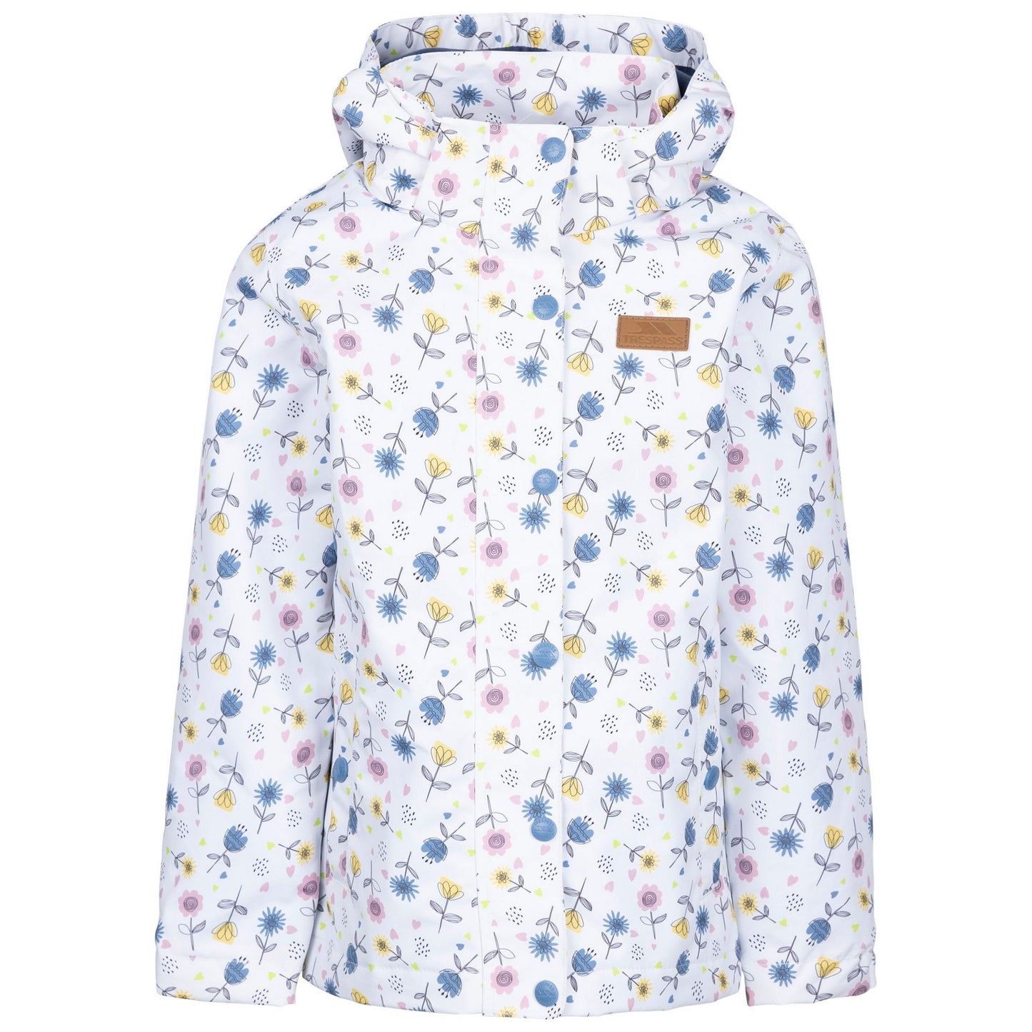 White-Multicoloured - Front - Trespass Childrens-Kids Drippy TP50 Waterproof Jacket