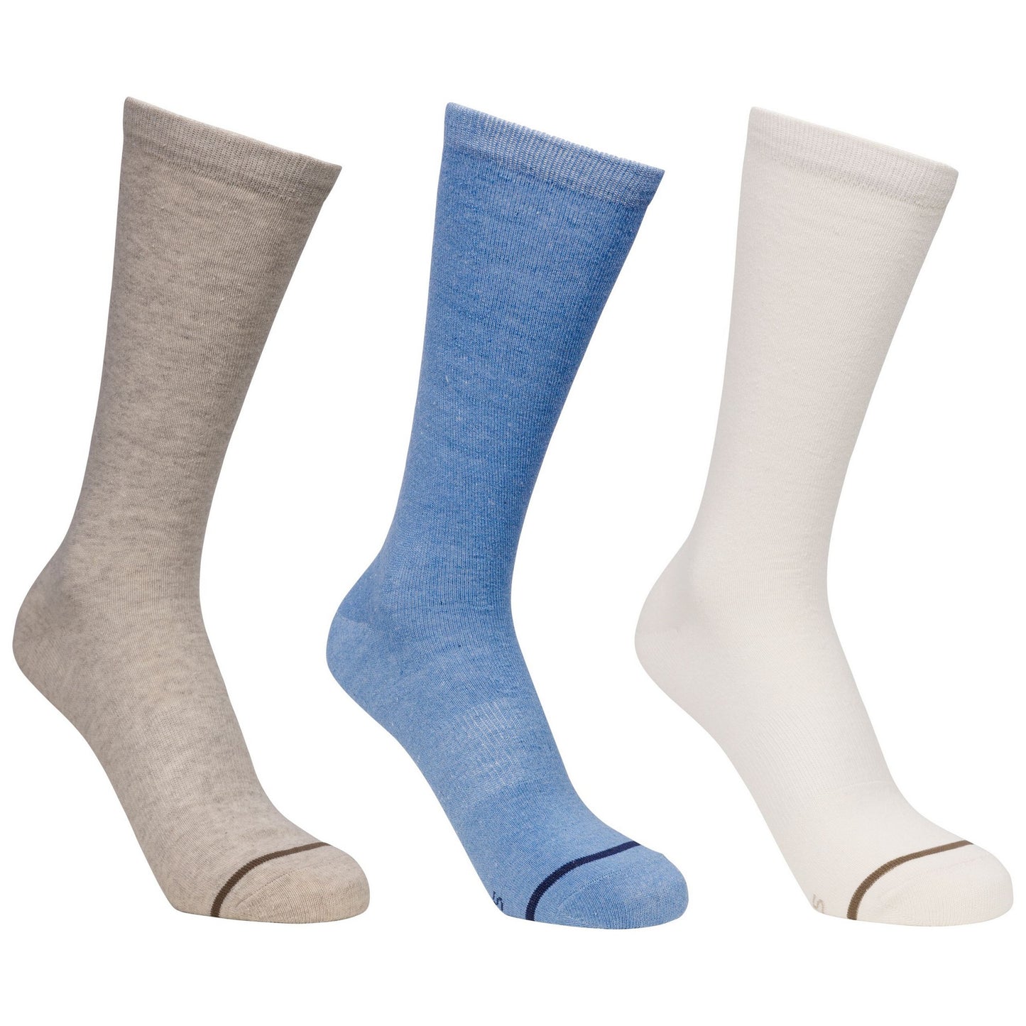 Oatmilk-Cream-Storm Blue - Front - Trespass Unisex Adult Heathan Socks (Pack of 3)