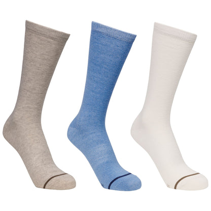 Oatmilk-Cream-Storm Blue - Front - Trespass Unisex Adult Heathan Socks (Pack of 3)