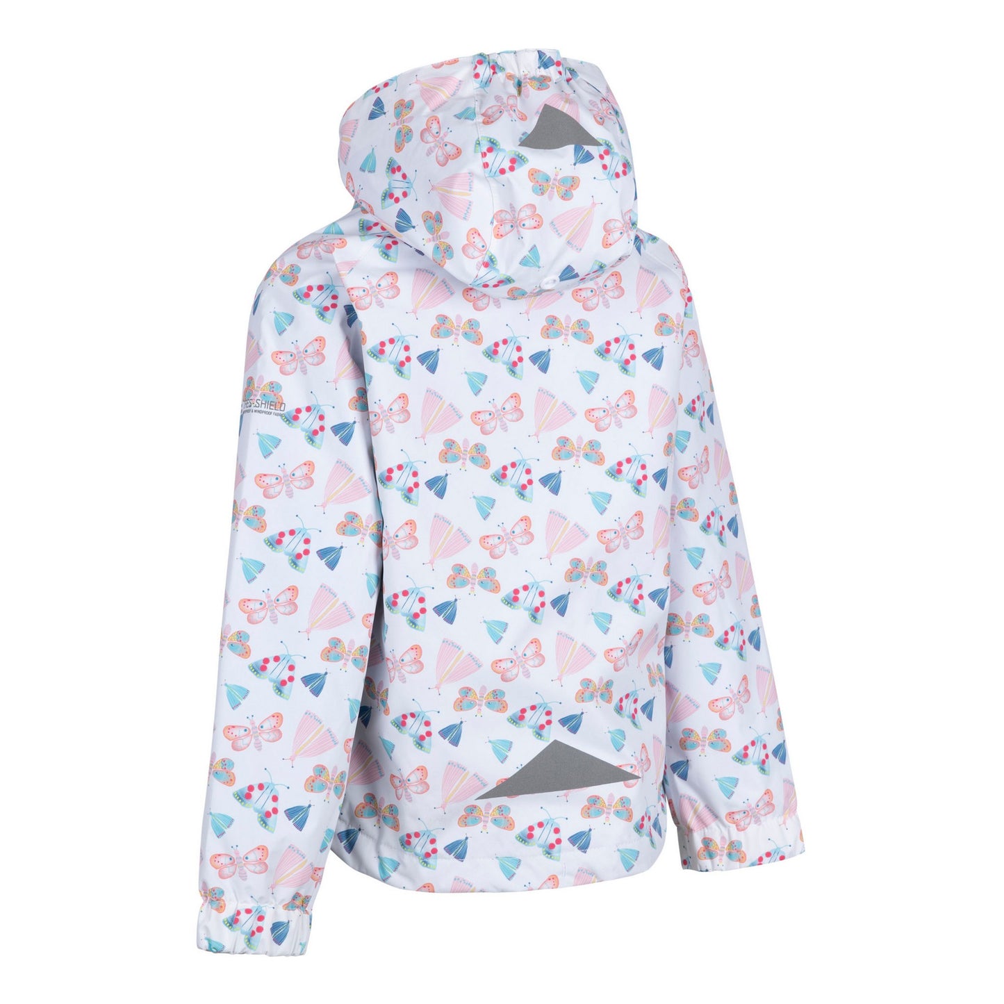 White - Back - Trespass Girls Fluttery TP50 Waterproof Jacket