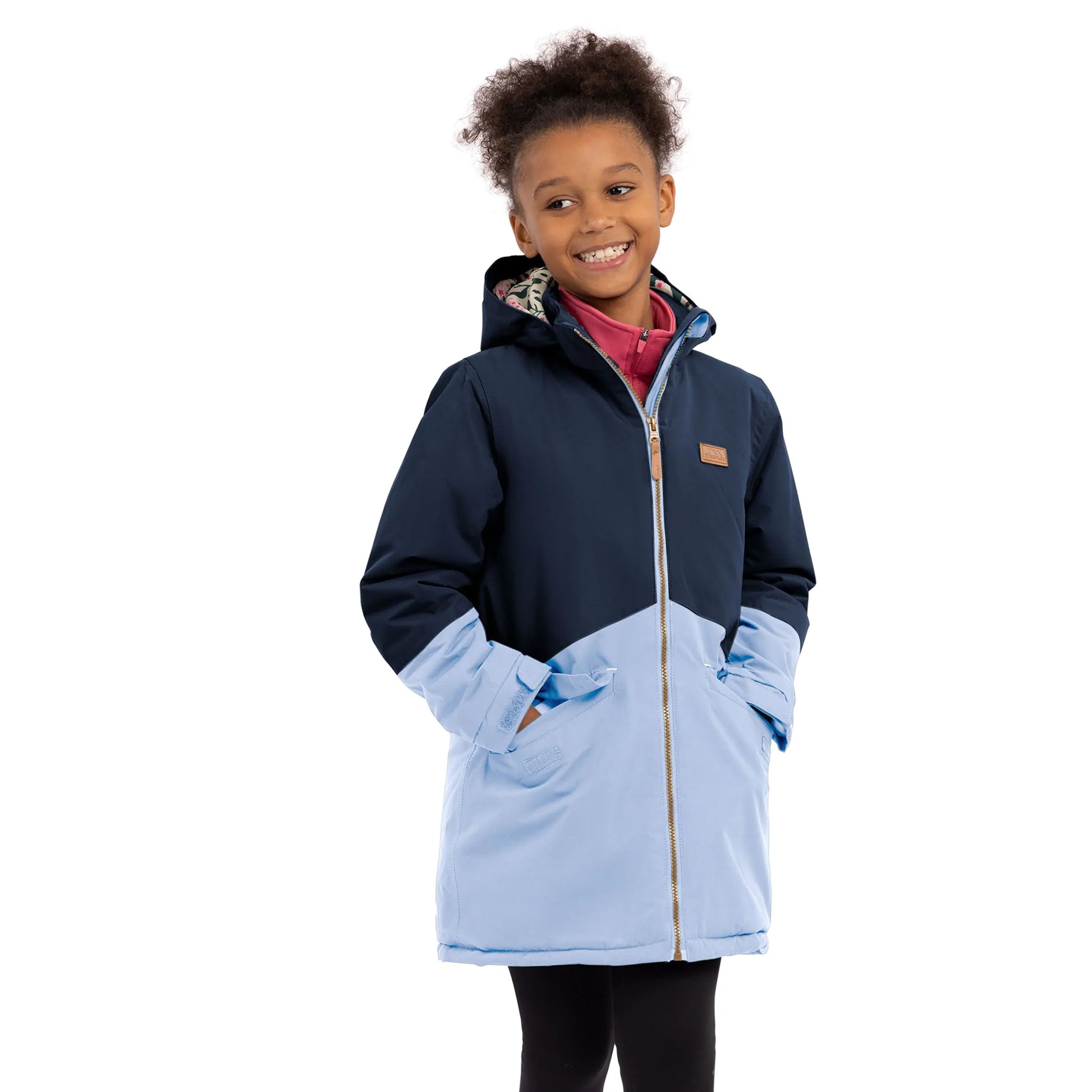 Cornflower Blue - Side - Trespass Childrens-Kids Oleta Waterproof Raincoat