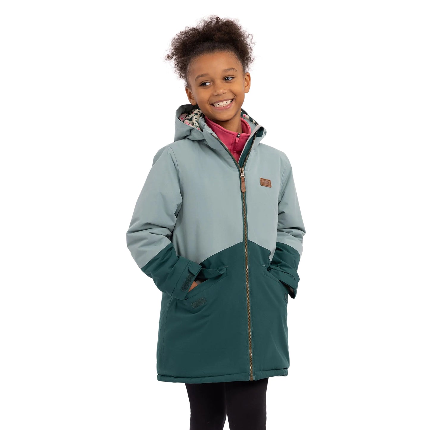 Teal Mist - Side - Trespass Childrens-Kids Oleta Waterproof Raincoat