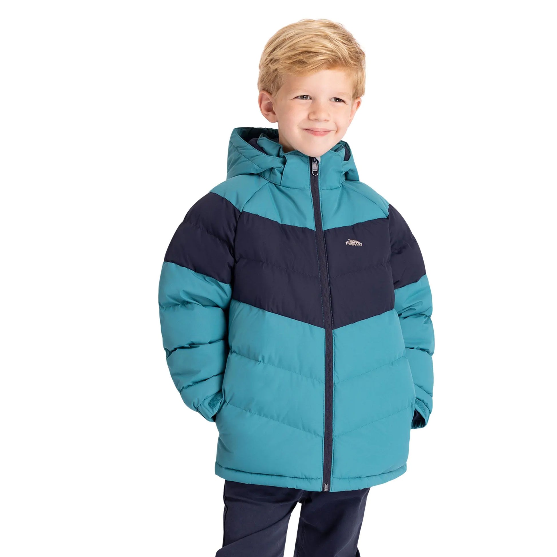 Light Teal - Side - Trespass Childrens-Kids Aldery Padded Jacket