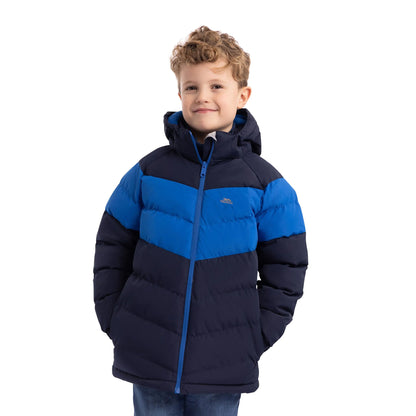 Navy - Side - Trespass Childrens-Kids Aldery Padded Jacket