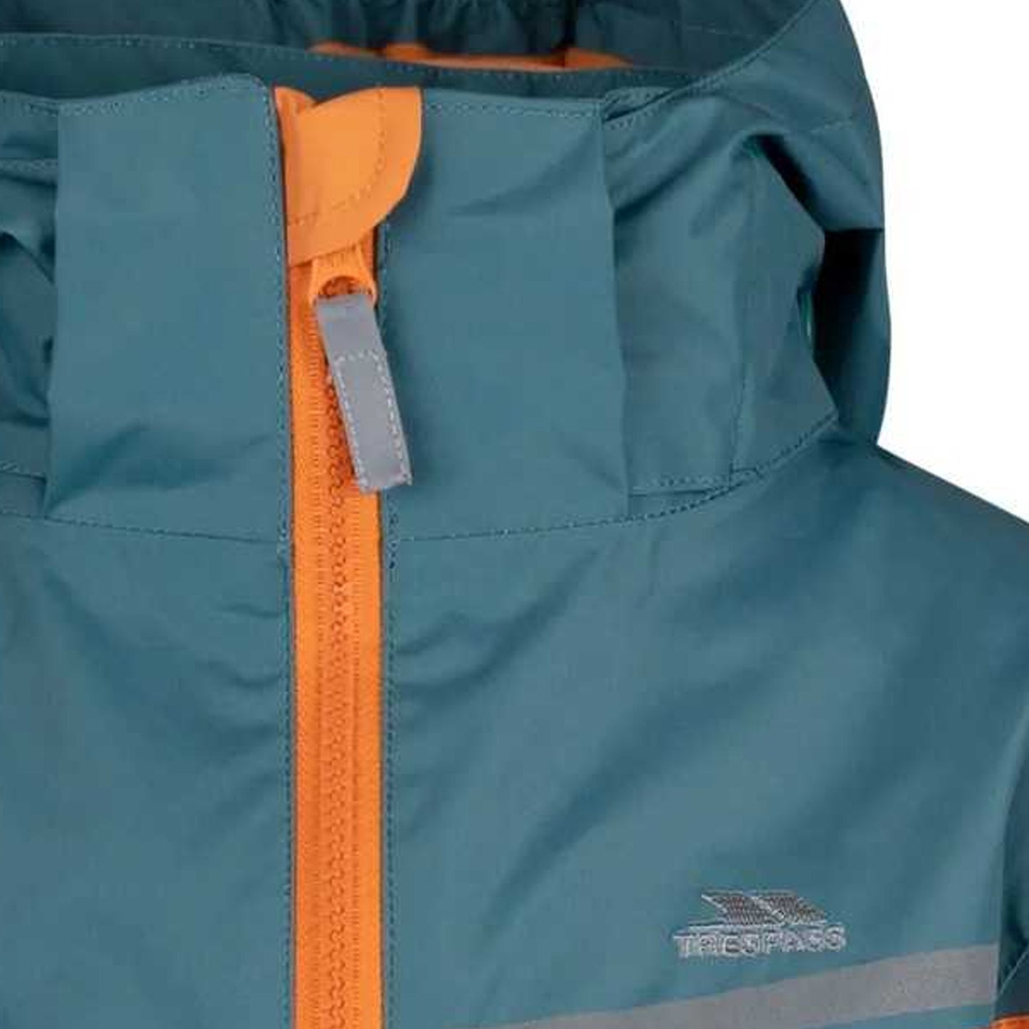 Pumpkin Orange-Spruce - Side - Trespass Boys Submerged Waterproof Jacket