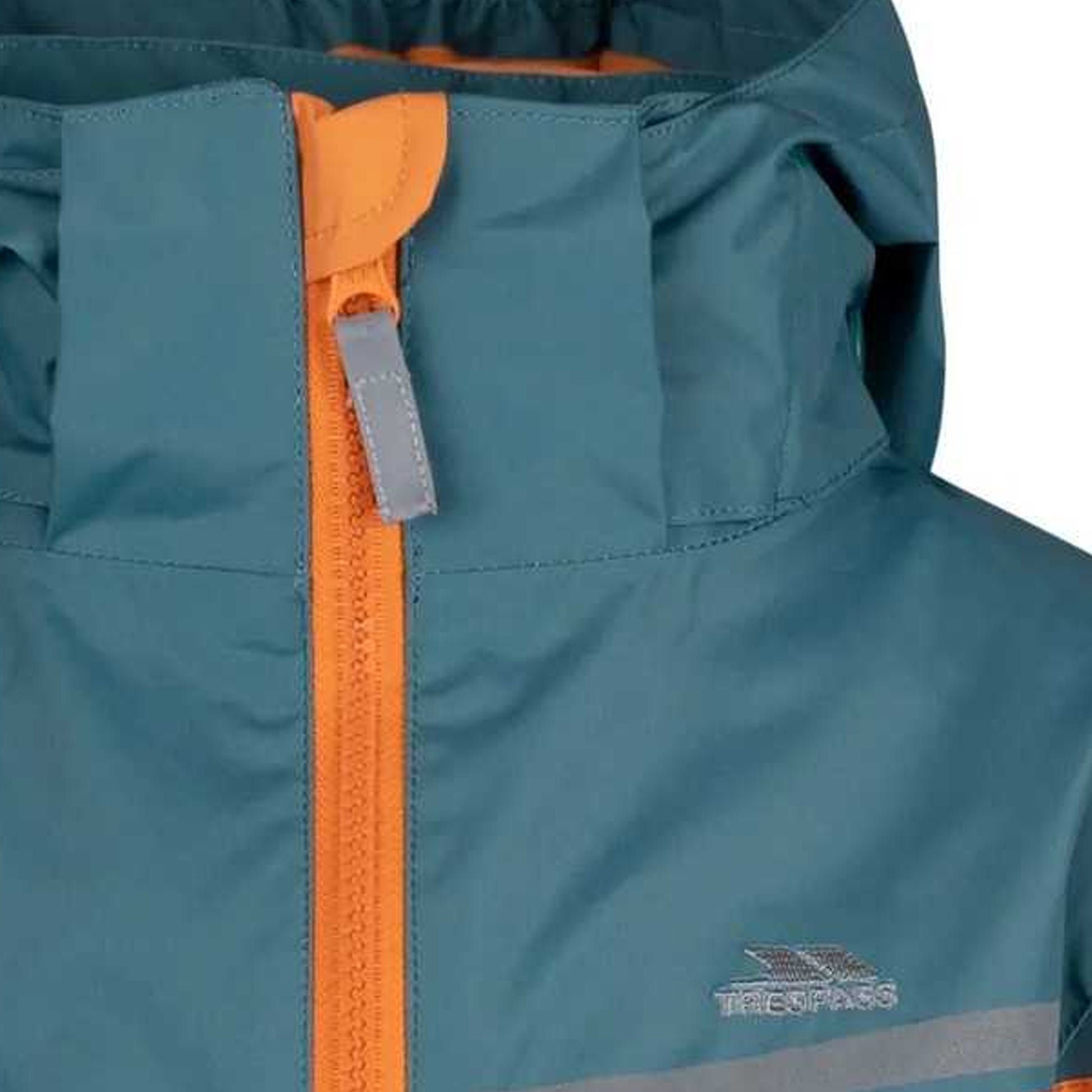 Pumpkin Orange-Spruce - Side - Trespass Boys Submerged Waterproof Jacket