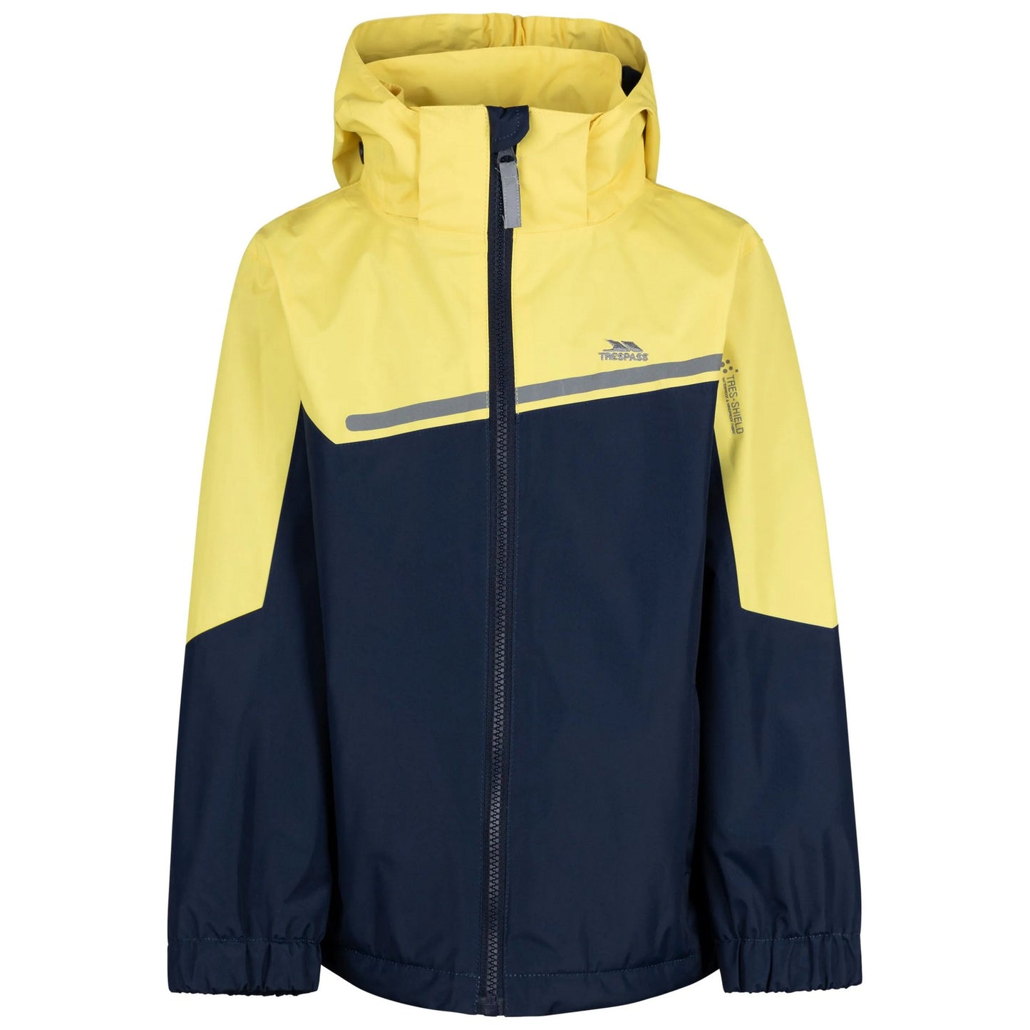Navy-Yellow - Front - Trespass Boys Submerged Waterproof Jacket