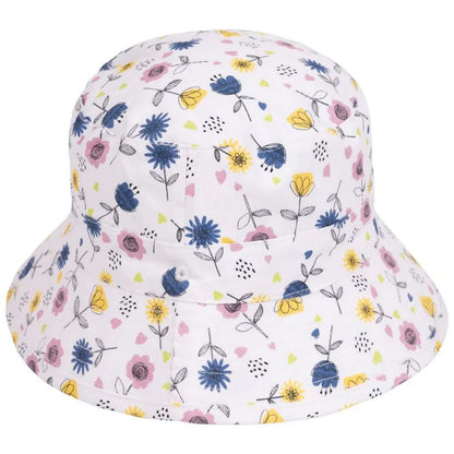 White-Blue-Yellow - Back - Trespass Childrens-Kids Zebdee Floral Bucket Hat