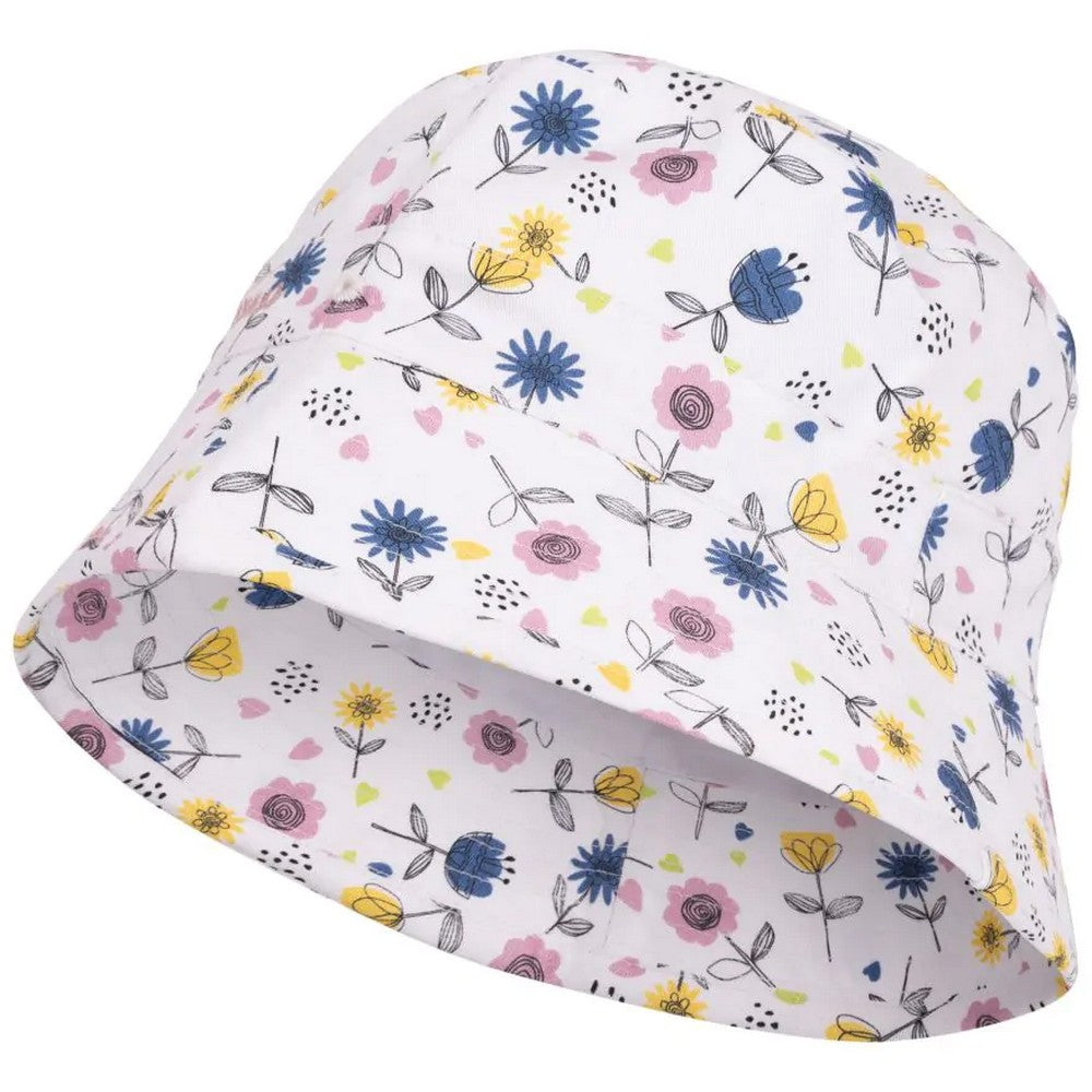 White-Blue-Yellow - Side - Trespass Childrens-Kids Zebdee Floral Bucket Hat