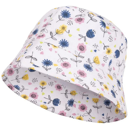 White-Blue-Yellow - Side - Trespass Childrens-Kids Zebdee Floral Bucket Hat