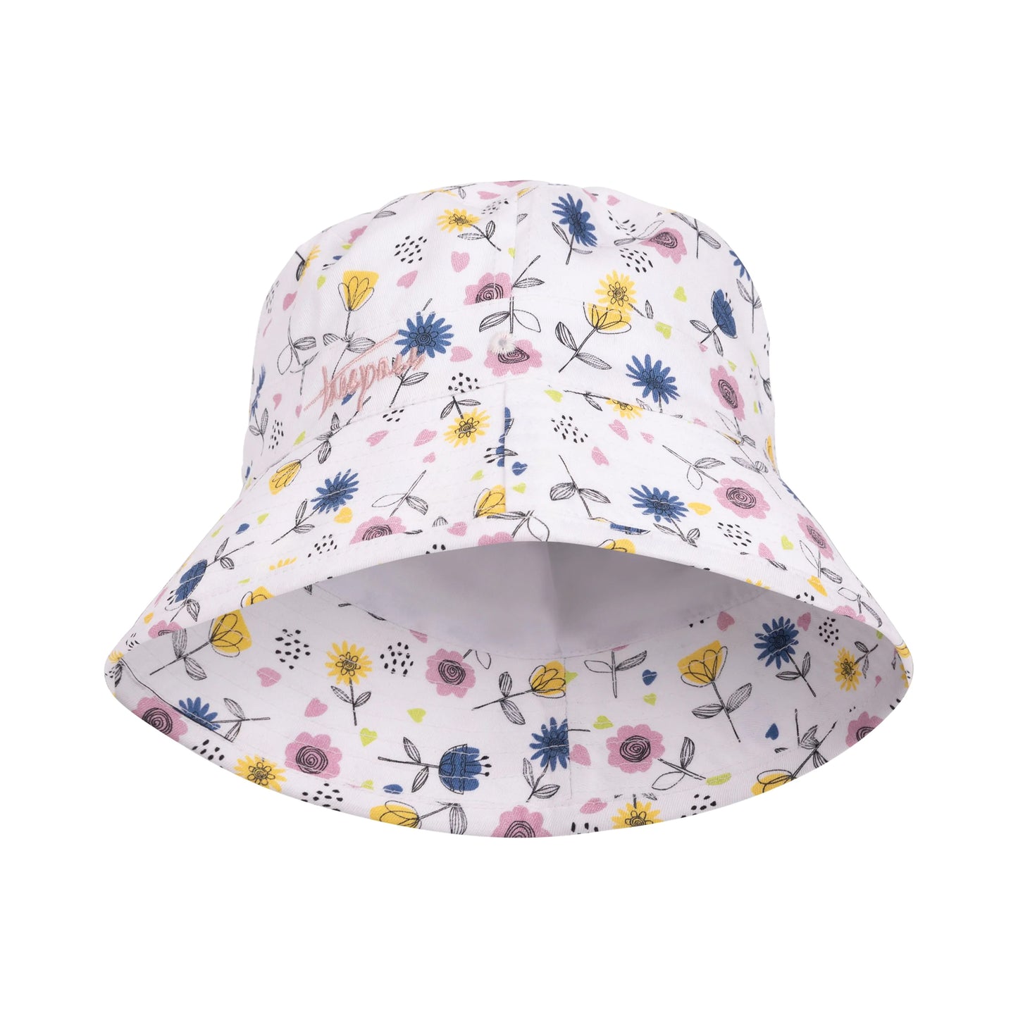 White-Blue-Yellow - Front - Trespass Childrens-Kids Zebdee Floral Bucket Hat