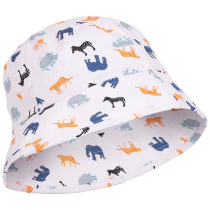 White - Side - Trespass Childrens-Kids Zebdee Safari Animals Bucket Hat