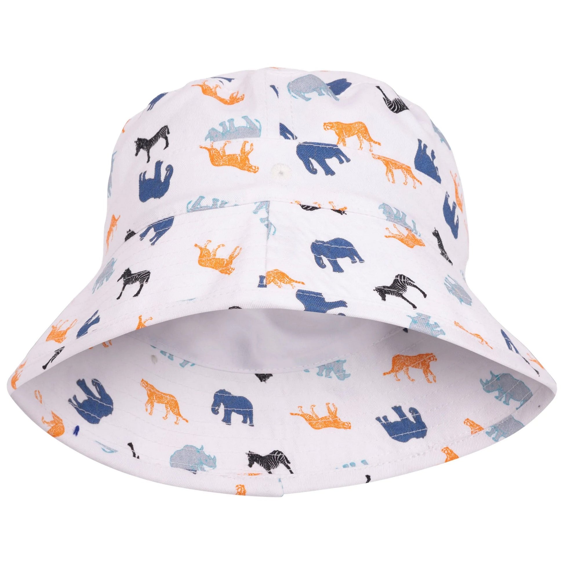 White - Front - Trespass Childrens-Kids Zebdee Safari Animals Bucket Hat