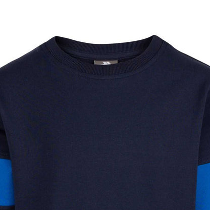 Navy - Side - Trespass Boys Antro Long-Sleeved Sweatshirt